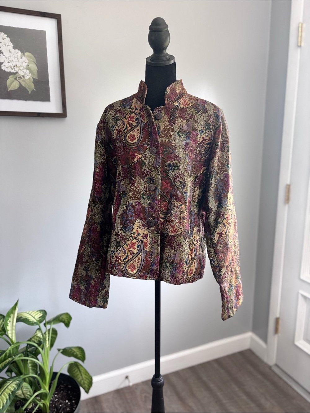 Coldwater Creek Multicolor Paisley Quilted Blazer